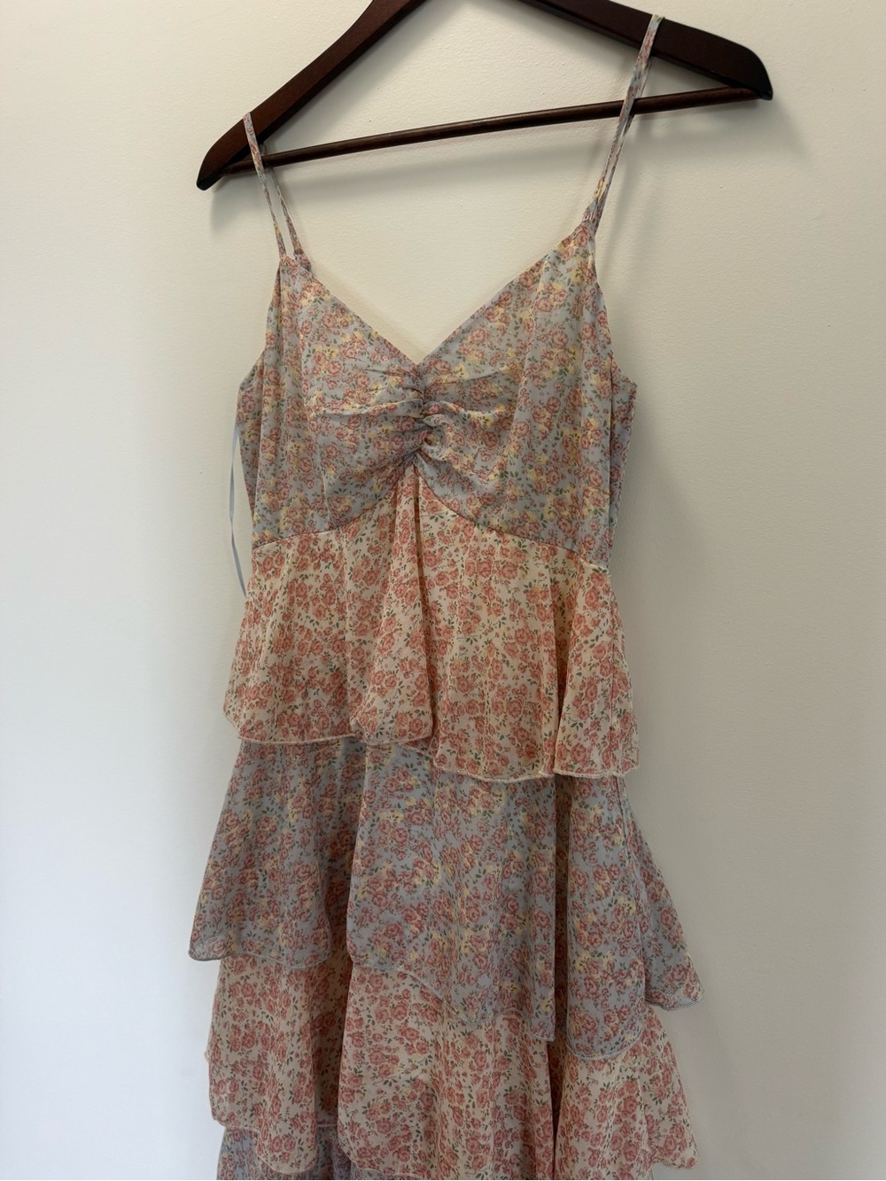 Floral Maxi Dress - Pastel Pink & Blue